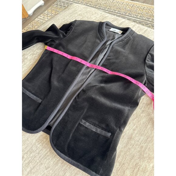 Vintage Butte Womens Black Velvet Open-Front Blazer Modern Size Large - Picture 7 of 9